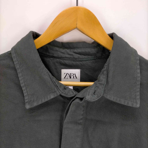 ザラ ZARA 比翼クロップドシャツジャケット メンズ import:L