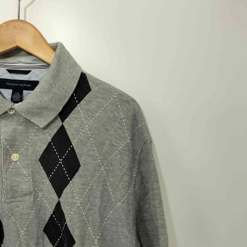 トミーヒルフィガー TOMMY HILFIGER 刺繍ロゴ アーガイル ポロシャツ メンズ L