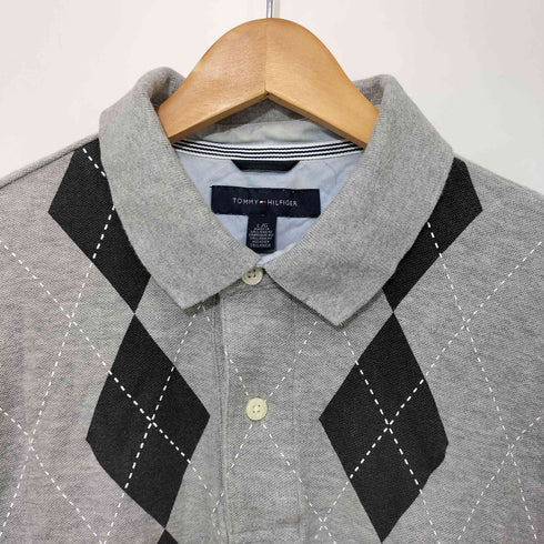 トミーヒルフィガー TOMMY HILFIGER 刺繍ロゴ アーガイル ポロシャツ メンズ L