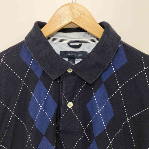 トミーヒルフィガー TOMMY HILFIGER 刺繍ロゴ アーガイル ポロシャツ メンズ L