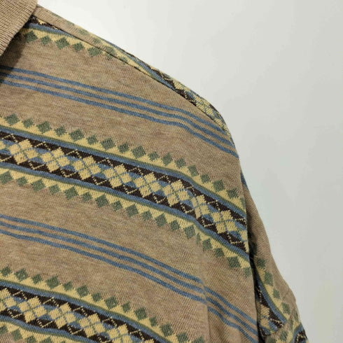 トミーヒルフィガー TOMMY HILFIGER 総柄 エンブレム刺繍ロゴ ポロシャツ メンズ L