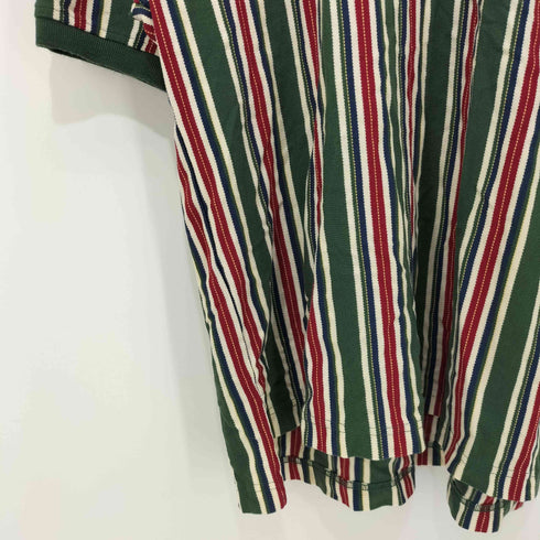 トミーヒルフィガー TOMMY HILFIGER エンブレム刺繍ロゴ マルチストライプ ポロシャツ メンズ L