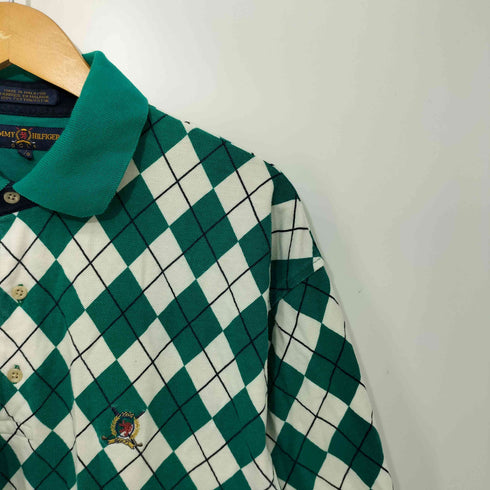 トミーヒルフィガーゴルフ TOMMY HILFIGER GOLF エンブレム刺繍ロゴ アーガイル ポロシャツ メンズ L