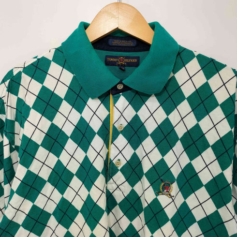 トミーヒルフィガーゴルフ TOMMY HILFIGER GOLF エンブレム刺繍ロゴ アーガイル ポロシャツ メンズ L