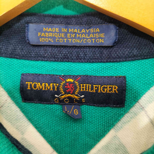 トミーヒルフィガーゴルフ TOMMY HILFIGER GOLF エンブレム刺繍ロゴ アーガイル ポロシャツ メンズ L