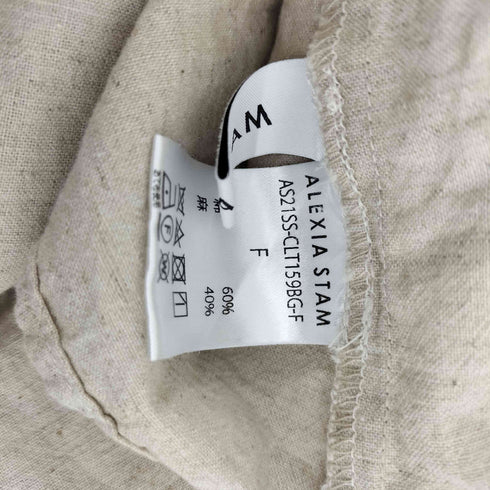 アリシアスタン ALEXIA STAM 21SS リネン セットアップ クロップドブラウス サイドボタンワイドパンツ レディース FREE