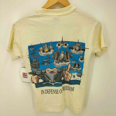 90S USA製 HANES 50/50 ボディ USAF VAW-115 グラフィック 両面 プリント S/S クルーネック Tシャツ シングルステッチ レディース import:M