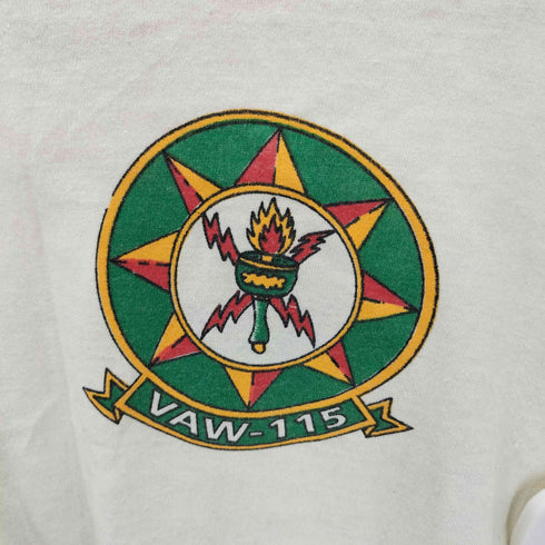 90S USA製 HANES 50/50 ボディ USAF VAW-115 グラフィック 両面 プリント S/S クルーネック Tシャツ シングルステッチ レディース import:M