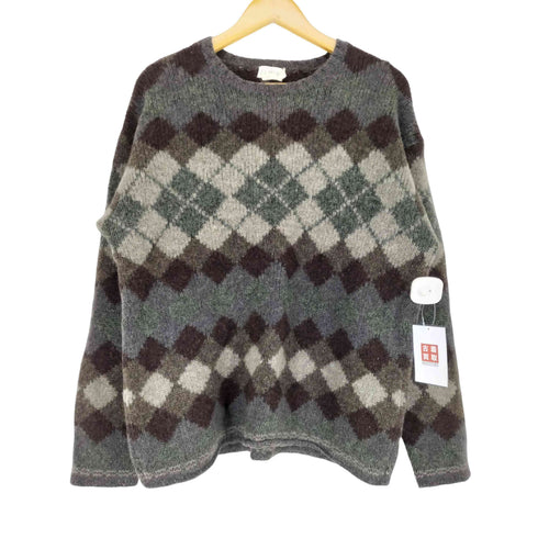 ジェイクルー J.CREW 巨人タグ アーガイル柄 クルーネックウールニット メンズ M