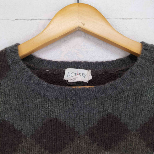 ジェイクルー J.CREW 巨人タグ アーガイル柄 クルーネックウールニット メンズ M