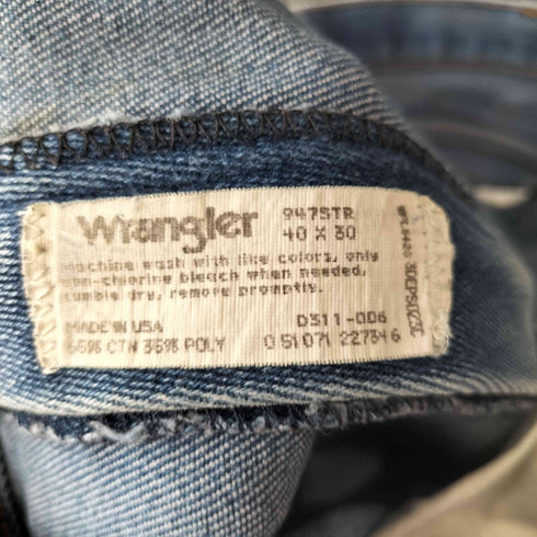 ラングラー Wrangler USA製 935NAV レザーパッチ デニムパンツ メンズ 40×30