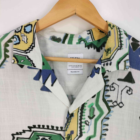 ザラ ZARA RELAXED FIT レーヨン 開襟 オープンカラーシャツ メンズ import:M