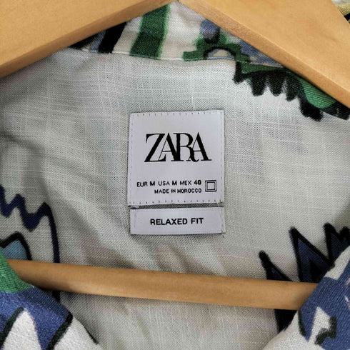 ザラ ZARA RELAXED FIT レーヨン 開襟 オープンカラーシャツ メンズ import:M