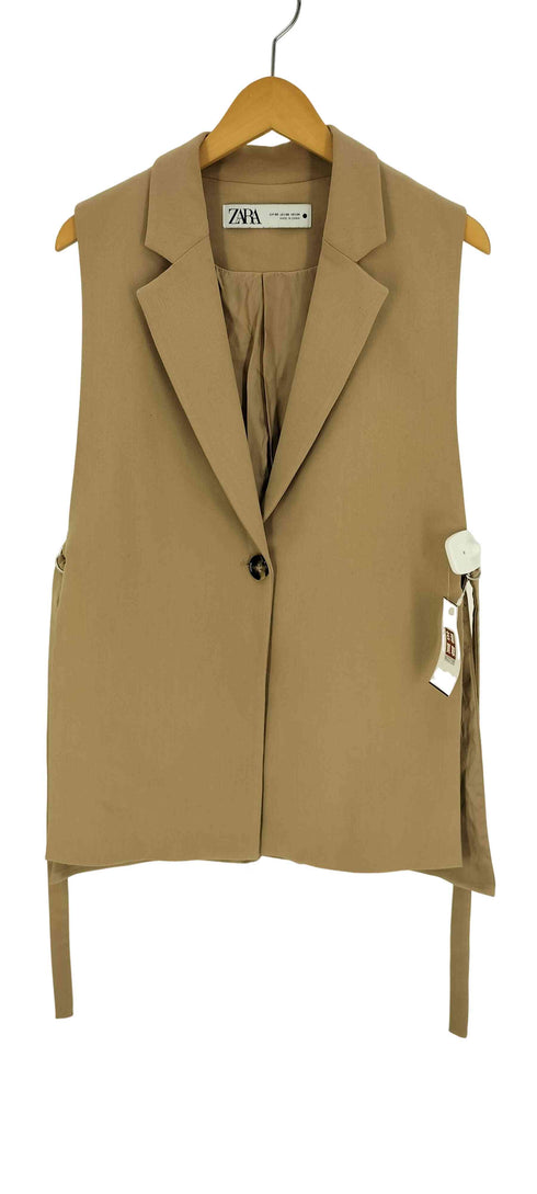 ザラ ZARA サイドベルト 1B シングルブレスト テーラード ベスト レディース import:XS