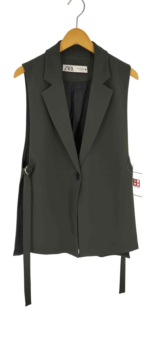 ザラ ZARA サイドベルト 1B シングルブレスト テーラード ベスト レディース import:XS