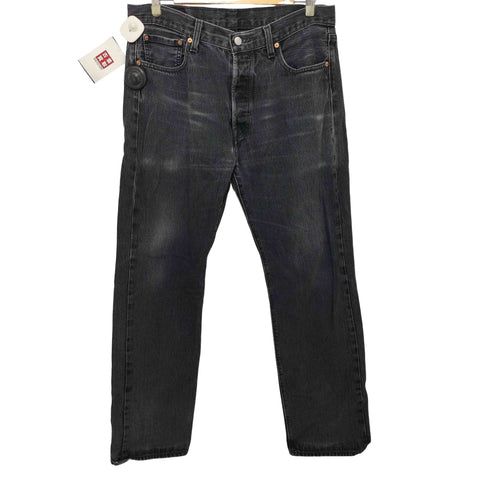 リーバイス Levis 501 ボタン裏4985刻印 ストーンウォッシュボタンフライブラックデニムパンツ メンズ W34L32