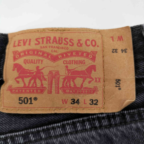 リーバイス Levis 501 ボタン裏4985刻印 ストーンウォッシュボタンフライブラックデニムパンツ メンズ W34L32