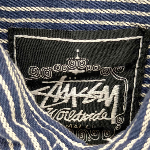 ステューシー Stussy バックロゴ刺繍 ヒッコリーワークシャツ メンズ JPN:S