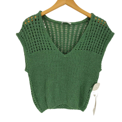 ザラ ZARA CUTWORK カットワーク シェニール ニット トップス レディース import:L