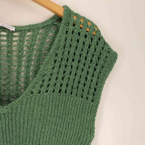 ザラ ZARA CUTWORK カットワーク シェニール ニット トップス レディース import:L