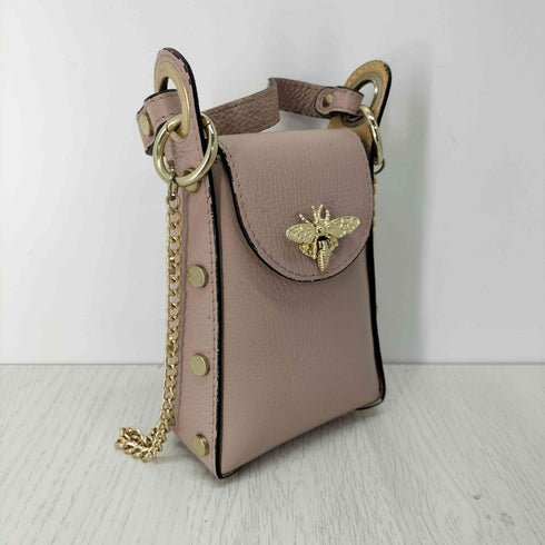 VERA PELLE イタリア製 リアルレザー ミツバチモチーフ ミニショルダーバッグ レディース