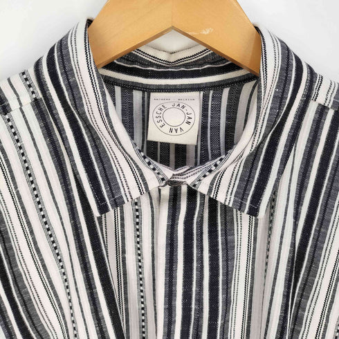 ヤンヤンヴァンエシュ JAN-JAN VAN ESSCHE COTTON LINEN CONTRAST STRIPE ストライプ ロングシャツ メンズ import:M
