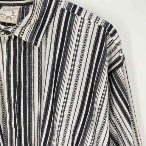 ヤンヤンヴァンエシュ JAN-JAN VAN ESSCHE COTTON LINEN CONTRAST STRIPE ストライプ ロングシャツ メンズ import:M