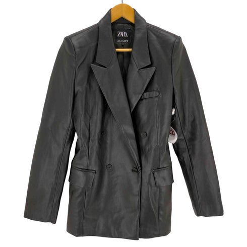 ザラ ZARA フェイクレザーダブルテーラードジャケット レディース import:S