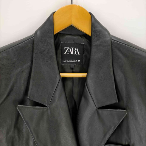 ザラ ZARA フェイクレザーダブルテーラードジャケット レディース import:S
