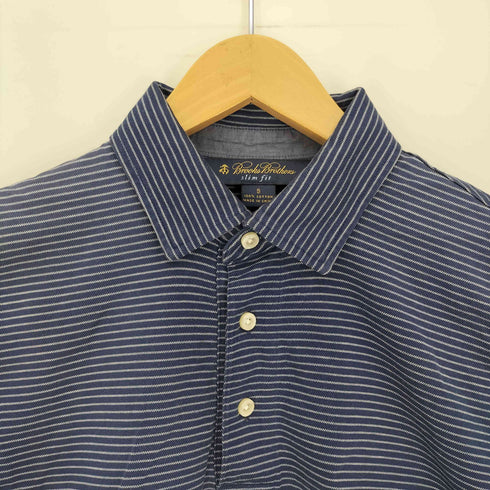 ブルックスブラザーズ BROOKS BROTHERS SLIM FIT ストライプ柄 ロゴ刺繍 S/S ポロシャツ メンズ import:S