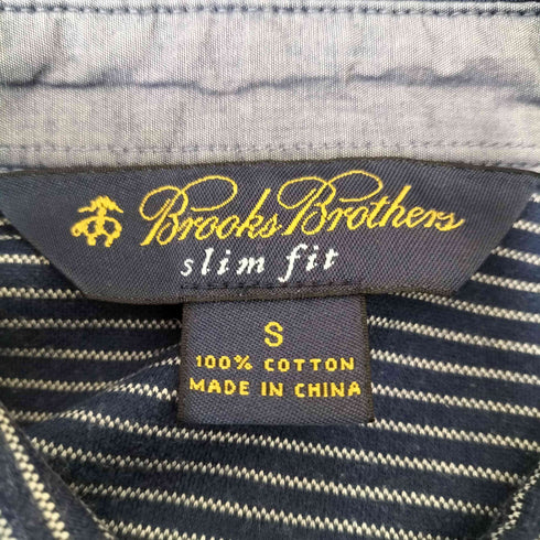ブルックスブラザーズ BROOKS BROTHERS SLIM FIT ストライプ柄 ロゴ刺繍 S/S ポロシャツ メンズ import:S