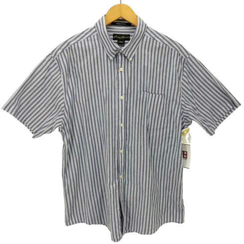 エディーバウアー Eddie Bauer WRINKLE RESISTANT ストライプ ボタンダウン S/S シャツ メンズ import:L