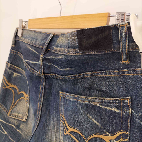 ジャックローズ JACKROSE ハラコ パッチ スターカン ダメージ デニム ショート パンツ ショーツ Y2K メンズ 29