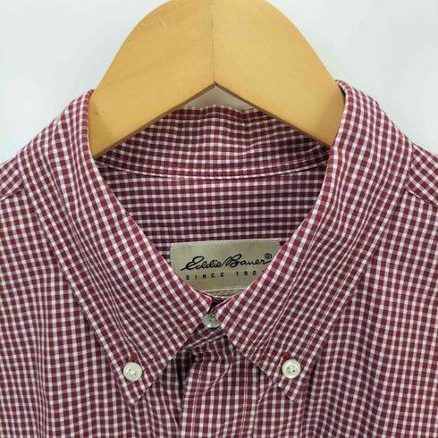 エディーバウアー Eddie Bauer 90-00S 白タグ ギンガムチェック ボタンダウン S/S シャツ メンズ import:L