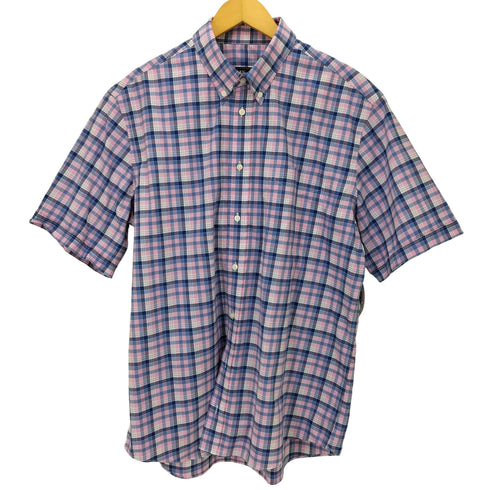 ジョスエーバンク Jos A Bank マドラスチェック ボタンダウン S/S シャツ メンズ import:L