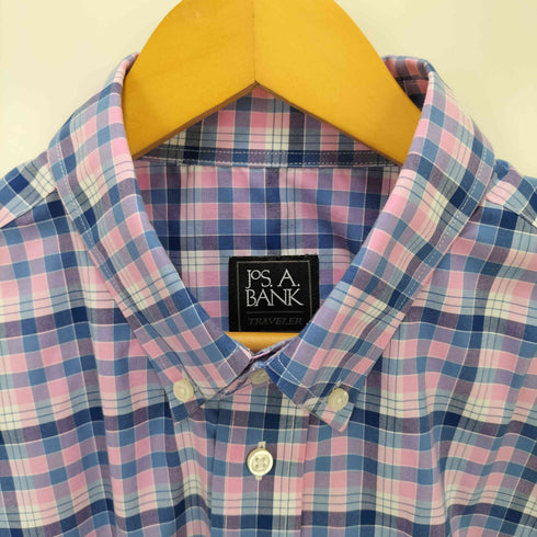 ジョスエーバンク Jos A Bank マドラスチェック ボタンダウン S/S シャツ メンズ import:L