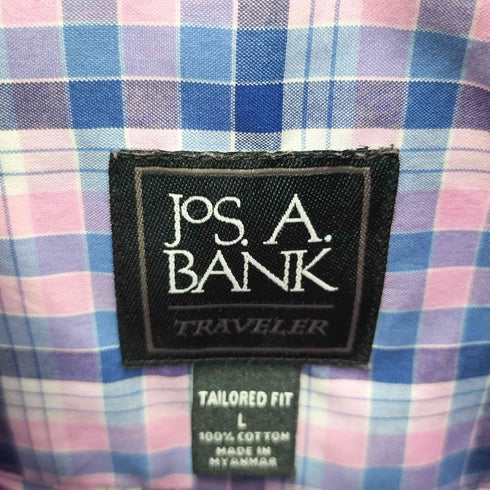 ジョスエーバンク Jos A Bank マドラスチェック ボタンダウン S/S シャツ メンズ import:L