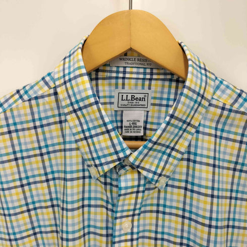 エルエルビーン L.L.Bean WRINKLE RESISTANT TRADITIONAL FIT チェック ボタンダウン S/S シャツ メンズ import:L