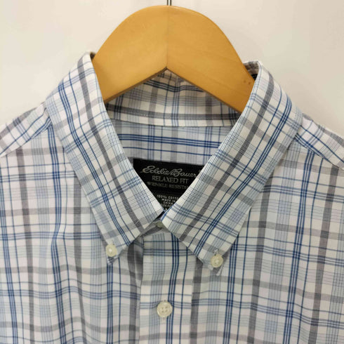 エディーバウアー Eddie Bauer WRINKLE RESISTANT RELAXED FIT チェック ボタンダウン S/S シャツ メンズ import:M