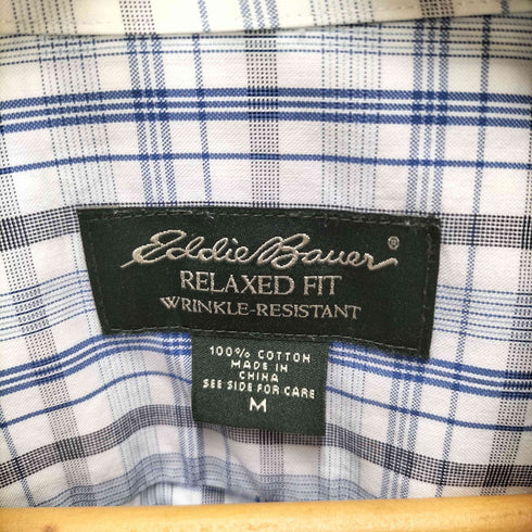 エディーバウアー Eddie Bauer WRINKLE RESISTANT RELAXED FIT チェック ボタンダウン S/S シャツ メンズ import:M