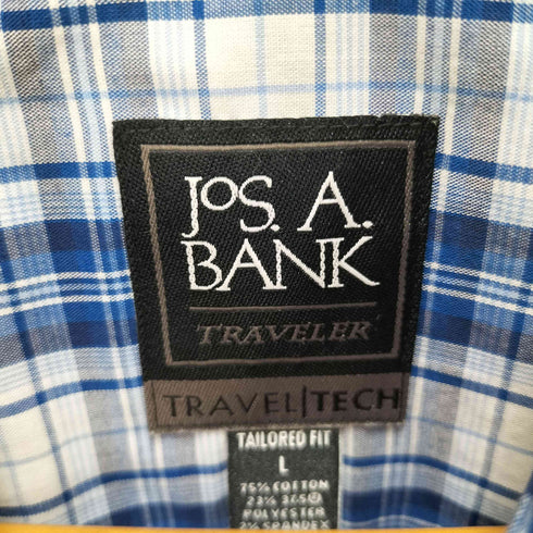 ジョスエーバンク Jos A Bank TRAVEL TECH TAILORED FIT ギンガムチェック レギュラーカラー S/S シャツ メンズ import:L