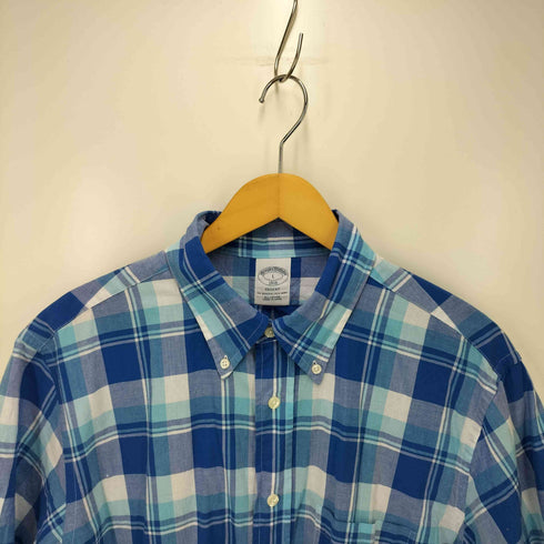 ブルックスブラザーズ BROOKS BROTHERS 1818 REGENT THE ORIGINAL POLO SHIRT シャンブレー マドラスチェック S/S ポロカラー シャツ メンズ import:L