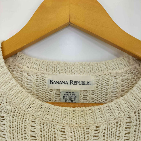 バナナリパブリック BANANA REPUBLIC 白タグ 香港製 メッシュ クルーネックニット メンズ import:S