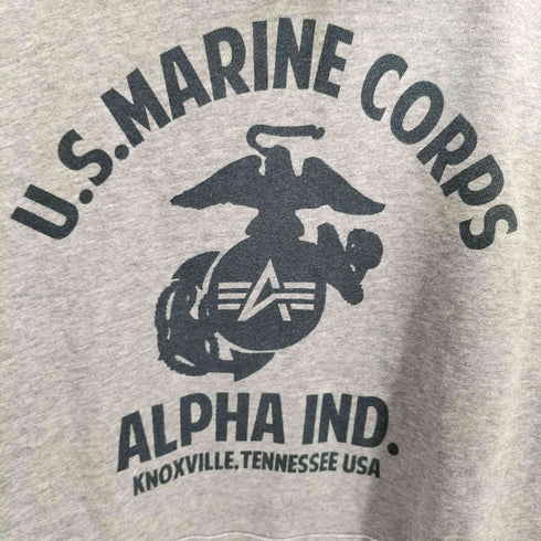 アルファインダストリーズ ALPHA INDUSTRIES U.S MARINE CORPS ロゴ プリント プルオーバー パーカー メンズ import:L