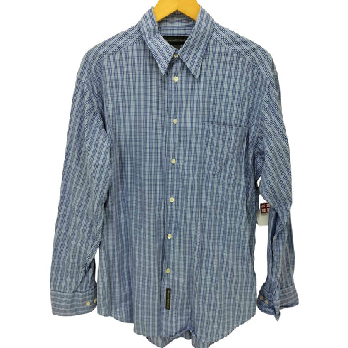 バナナリパブリック BANANA REPUBLIC 00S 香港製 コットン チェック ロングポイントカラー L/S シャツ メンズ import:M