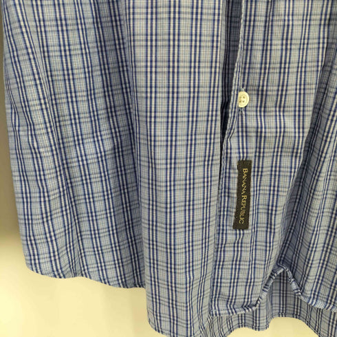 バナナリパブリック BANANA REPUBLIC 00S 香港製 コットン チェック ロングポイントカラー L/S シャツ メンズ import:M