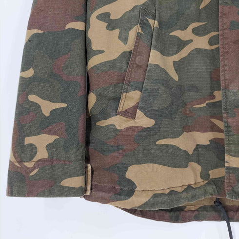 ザラマン ZARA MAN カモ柄 裏地キルティング リップストップ フーデッド ミリタリージャケット メンズ import:XL