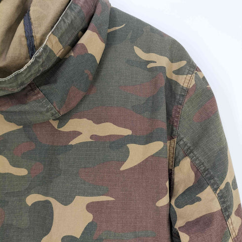 ザラマン ZARA MAN カモ柄 裏地キルティング リップストップ フーデッド ミリタリージャケット メンズ import:XL