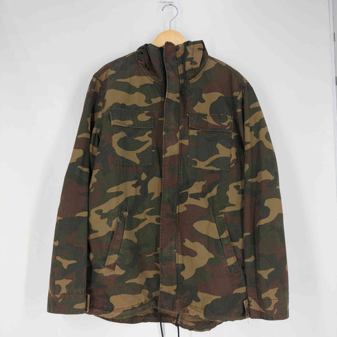 ザラマン ZARA MAN カモ柄 裏地キルティング リップストップ フーデッド ミリタリージャケット メンズ import:XL