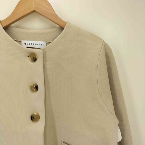 quaranciel 24SS ノーカラー クラシカル ジャケット カーディガン レディース FREE